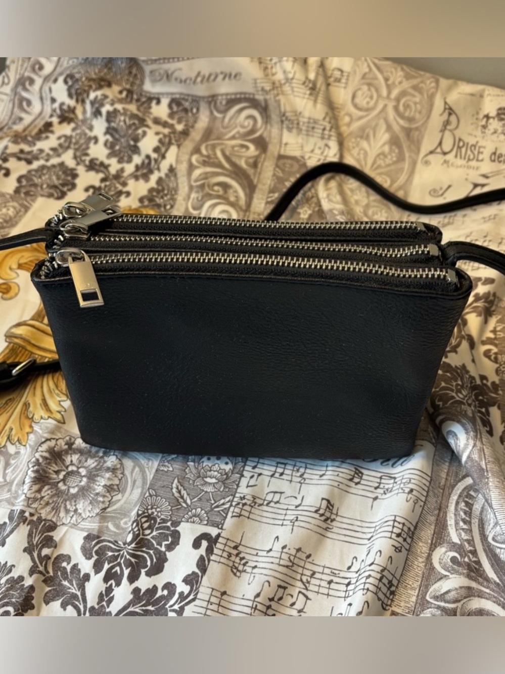 Black Triple-Zip Crossbody Bag